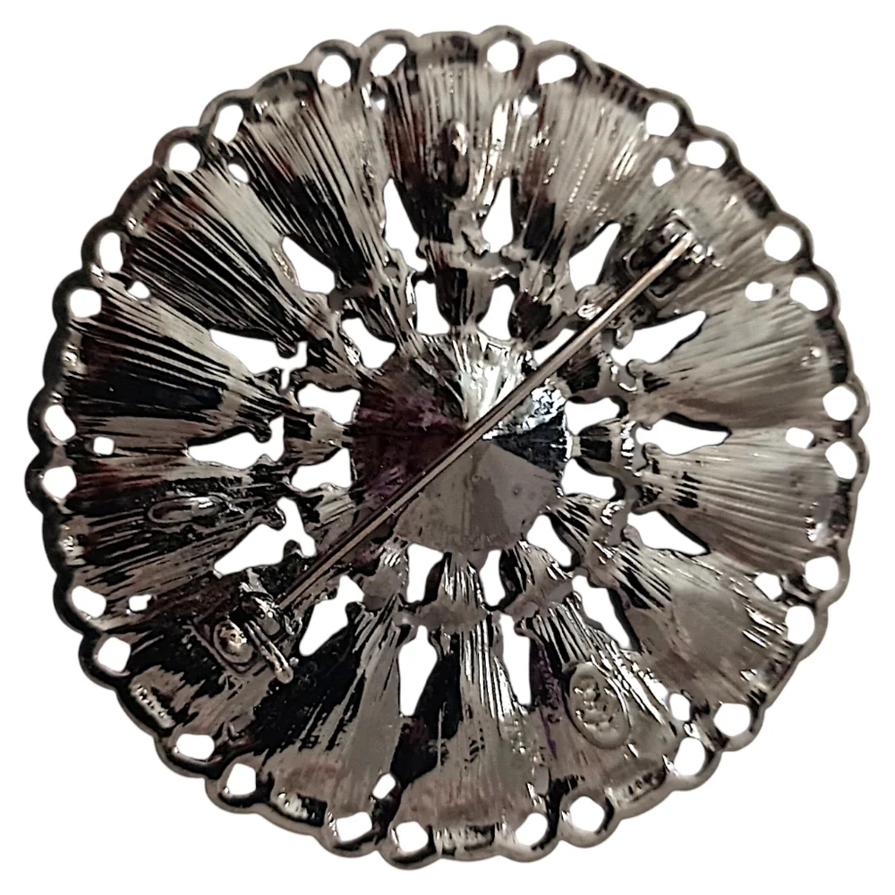 Premier Designs Sunflower Brooch Pendant Pin‎ Black Rhinestone Flower Sparkler